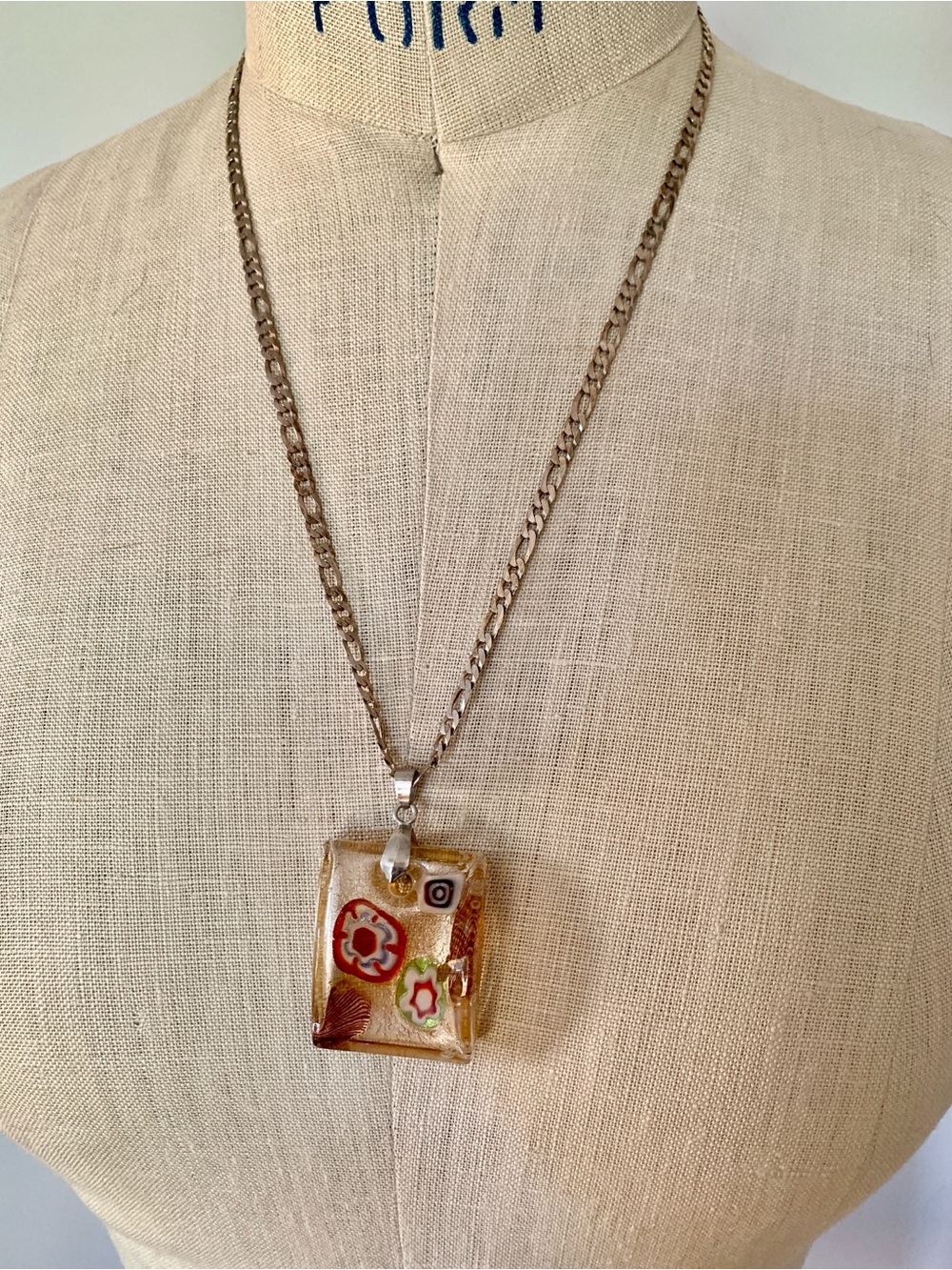 Vintage Murano Glass Sterling Necklace